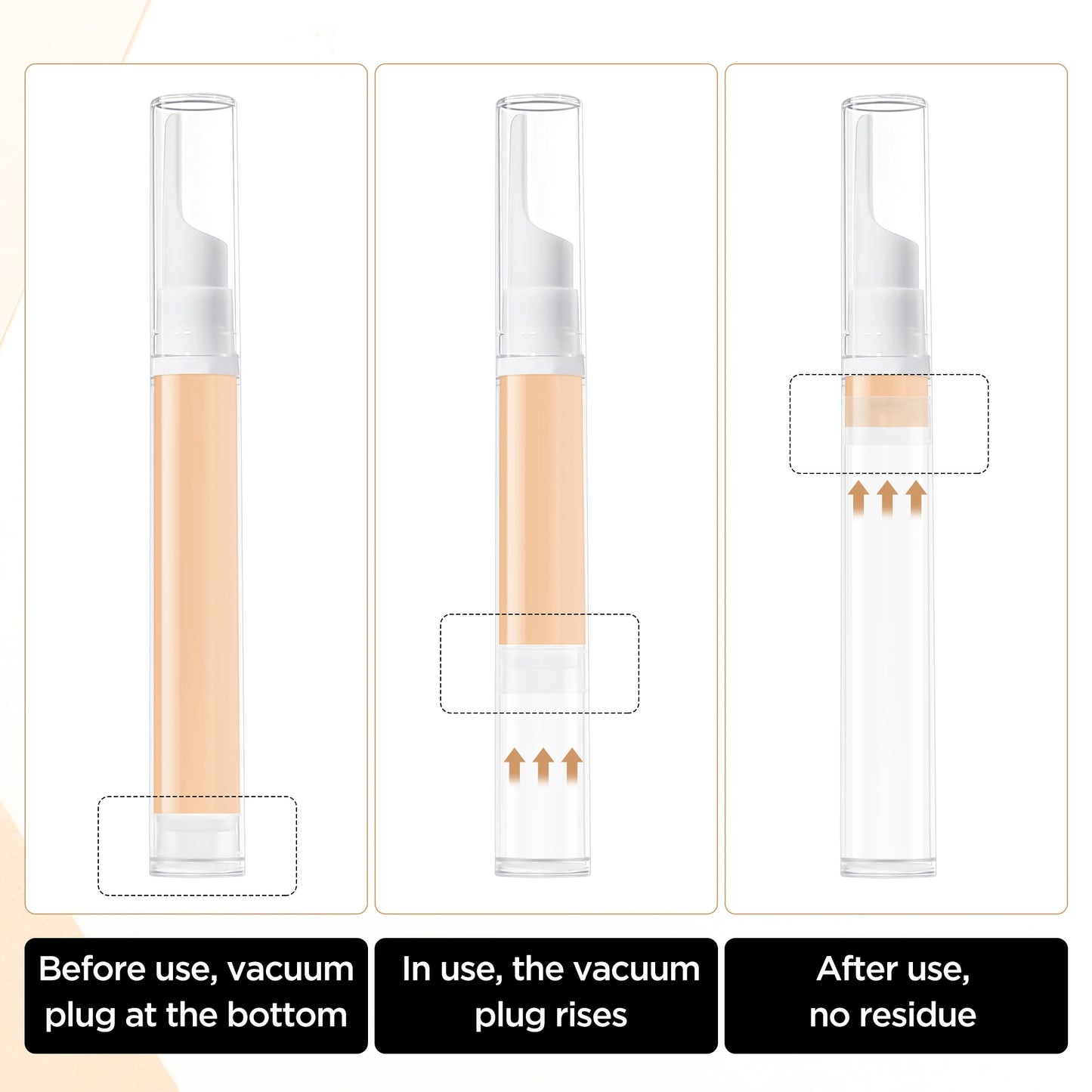 5/10/15ml Vacuum Bottle Press Liquid Foundation Lotion Eye Cream Empty Refillable Bottle Cosmetic Container Portable Makeup Tool