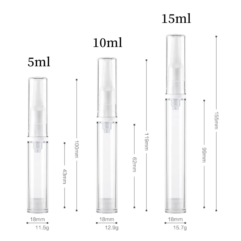 5/10/15ml Vacuum Bottle Press Liquid Foundation Lotion Eye Cream Empty Refillable Bottle Cosmetic Container Portable Makeup Tool